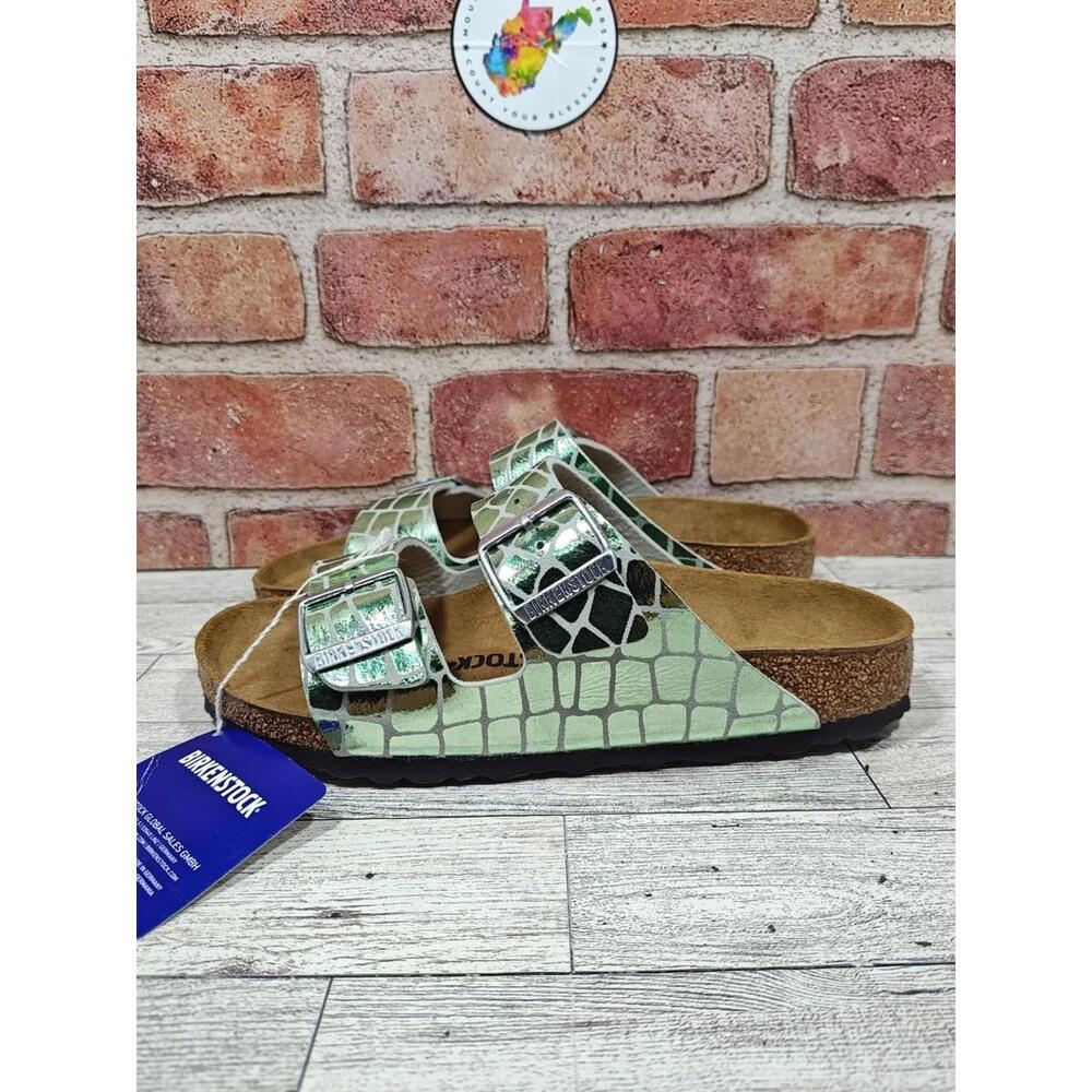 Birkenstock Arizona Gator Gleam Ocean Breeze  Women’s Sandals EU 38 US 7 NWT